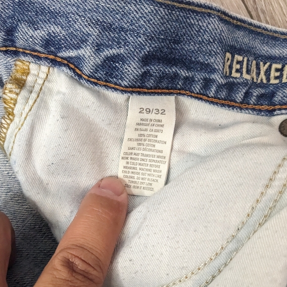 American Eagle Mens Jeans 29x32 Relaxed Blue 100% Cotton Faded Distress - Picture 10 of 12